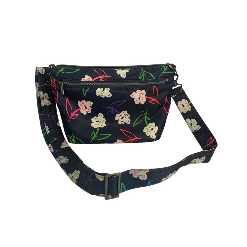 Lug Flare 2 Crossbody Bag Travel RFID Purse Bright‎ Floral Navy Blue